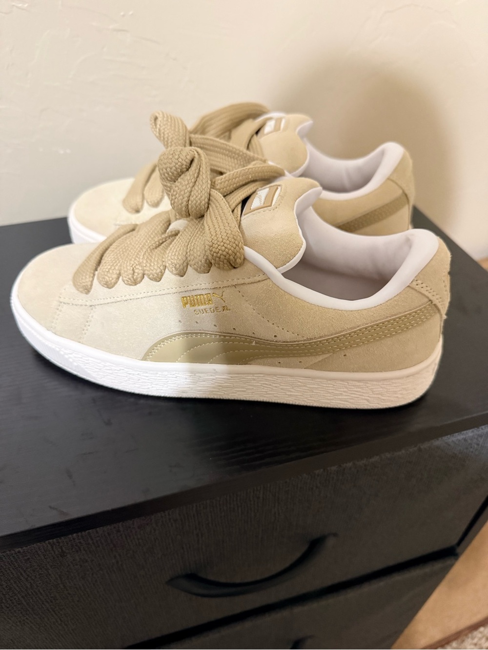 Puma Suede XL Sneakers in Tan with White Sole NWOT Size 7W/5Y